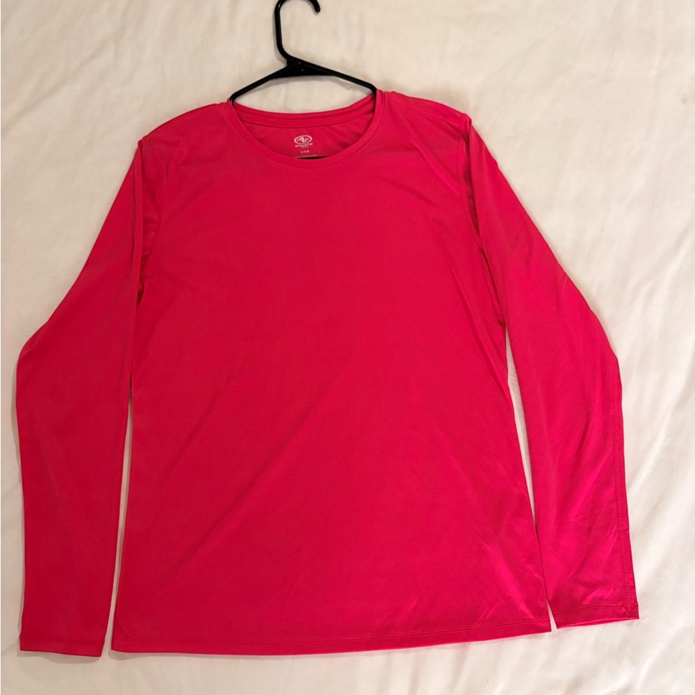 Athletic Works Men's Long-Sleeve Performance Tee in Bright Pink